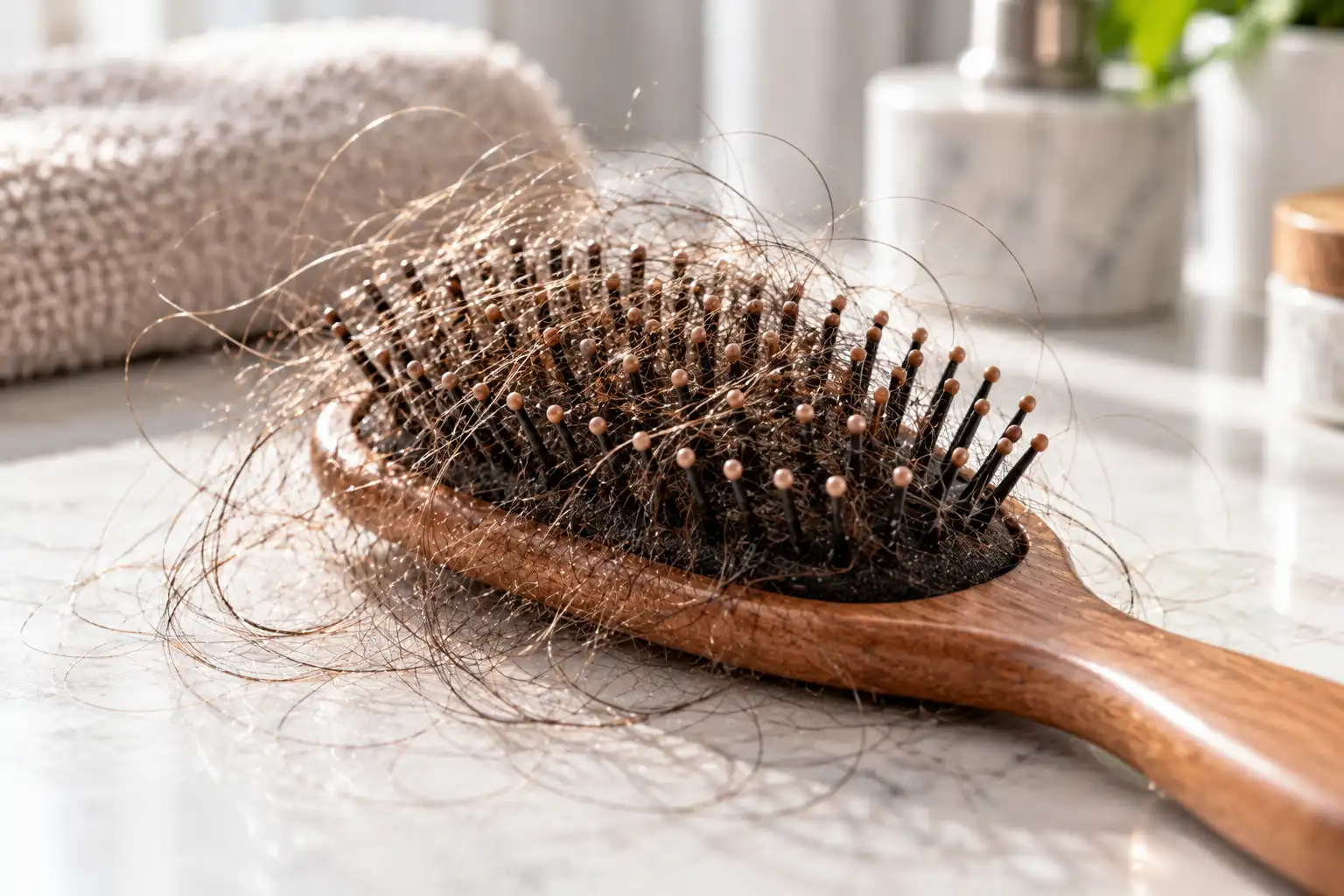 hair on a brush